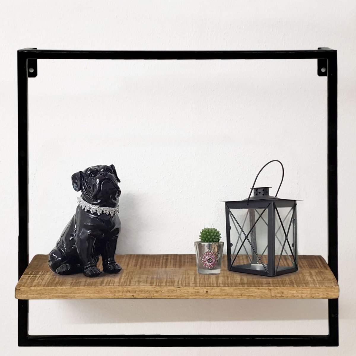 Hanging shelf - wall shelf - bookshelf 50x50x25 cm - Dock - metal frame black