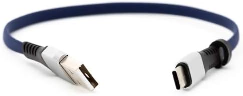 System-S USB Type C 3.1 cable to USB Type A 2.0 90° angled in blue 29 cm 