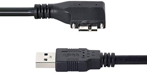 SYSTEM-S USB 3.0 Kabel 3 m Typ A Stecker zu Micro B Stecker Winkel Schraube in Schwarz