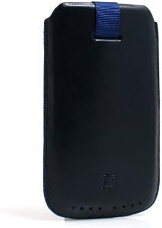 System-S leather case sleeve cover with pull-out function black blue yellow in large for smartphone mobile phone Mp3 Mp4 player