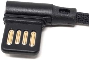 SYSTEM-S USB Type C 3.1 nylon snúra í afturkræfan USB Type A 2.0 tengi með 90° halla í svörtu, 97 cm