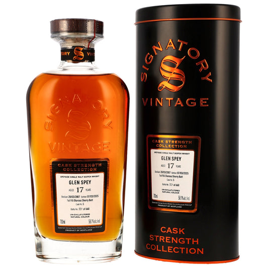 Glen Spey 17 2007/2025 - Signatory Vintage Cask Strength Collection - 1. fylling Oloroso Sherry butt
