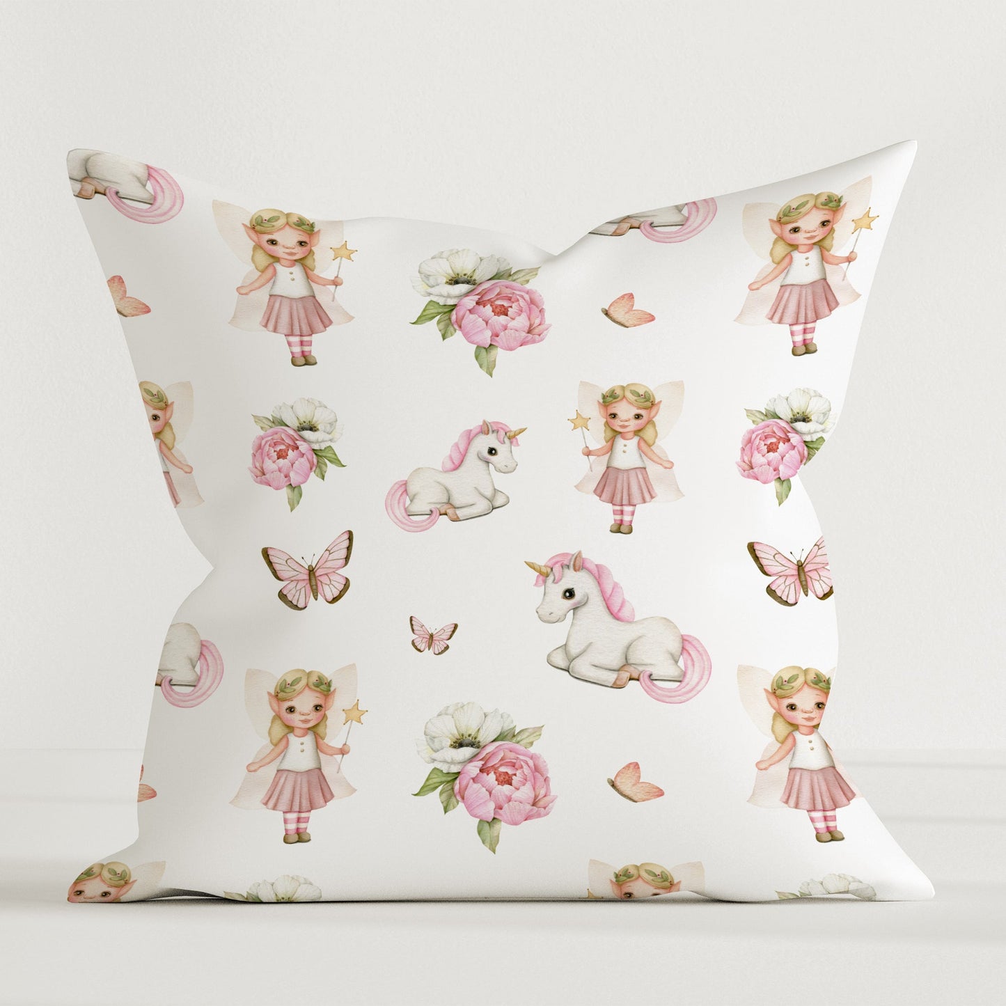 "Fairy and Unicorn" Children's Decorative Pillow