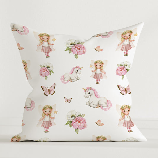 "Fairy and Unicorn" Children's Decorative Pillow