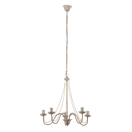 B-flokks Helam ljósakróna Malbo hengiljós með fimm ljósum í hvítu