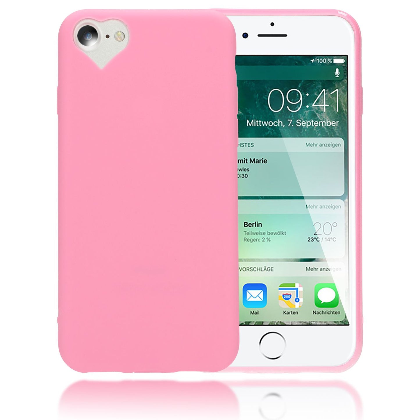 NALIA símahulstur fyrir iPhone SE 2022 / SE 2020 / 8 / 7, hjartalaga hulstur með vernd