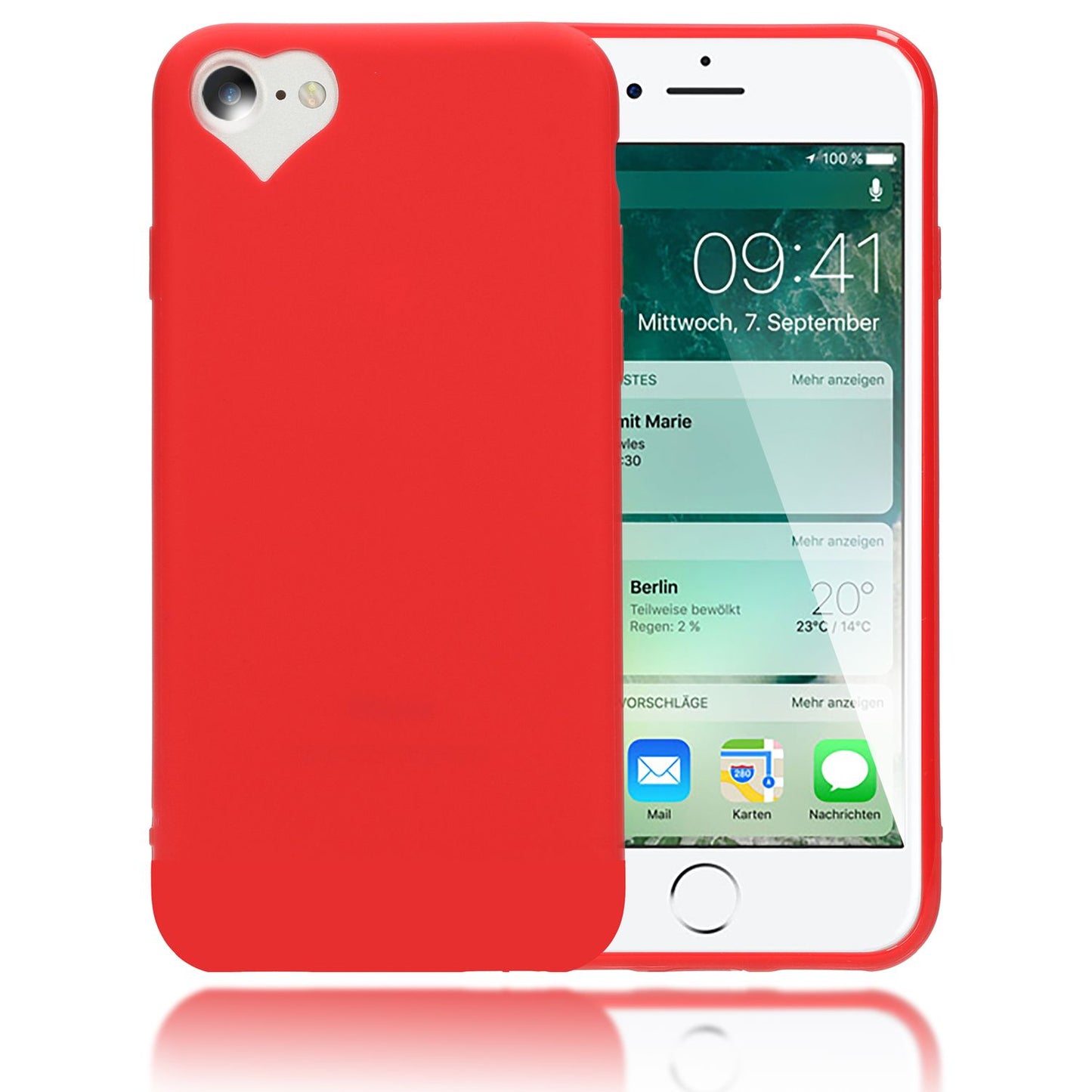 NALIA símahulstur fyrir iPhone SE 2022 / SE 2020 / 8 / 7, hjartalaga hulstur með vernd