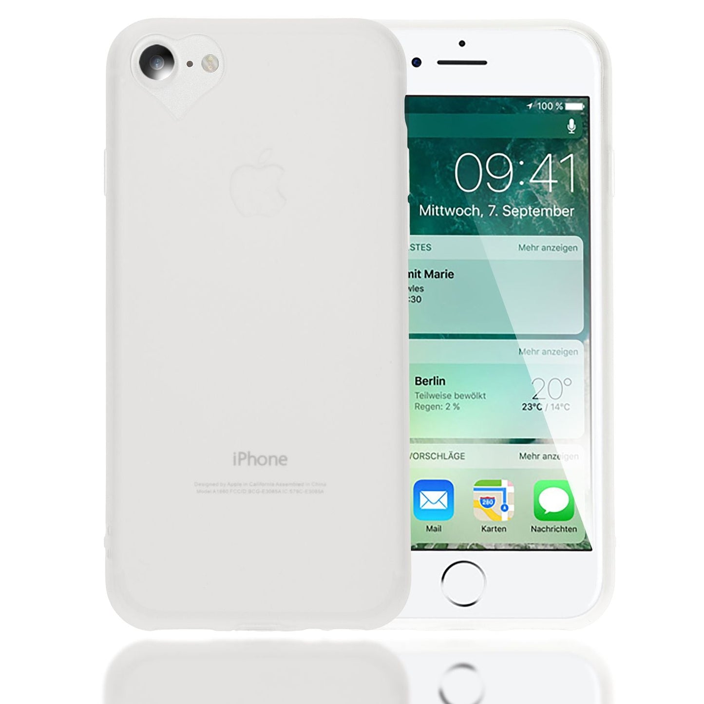 NALIA símahulstur fyrir iPhone SE 2022 / SE 2020 / 8 / 7, hjartalaga hulstur með vernd