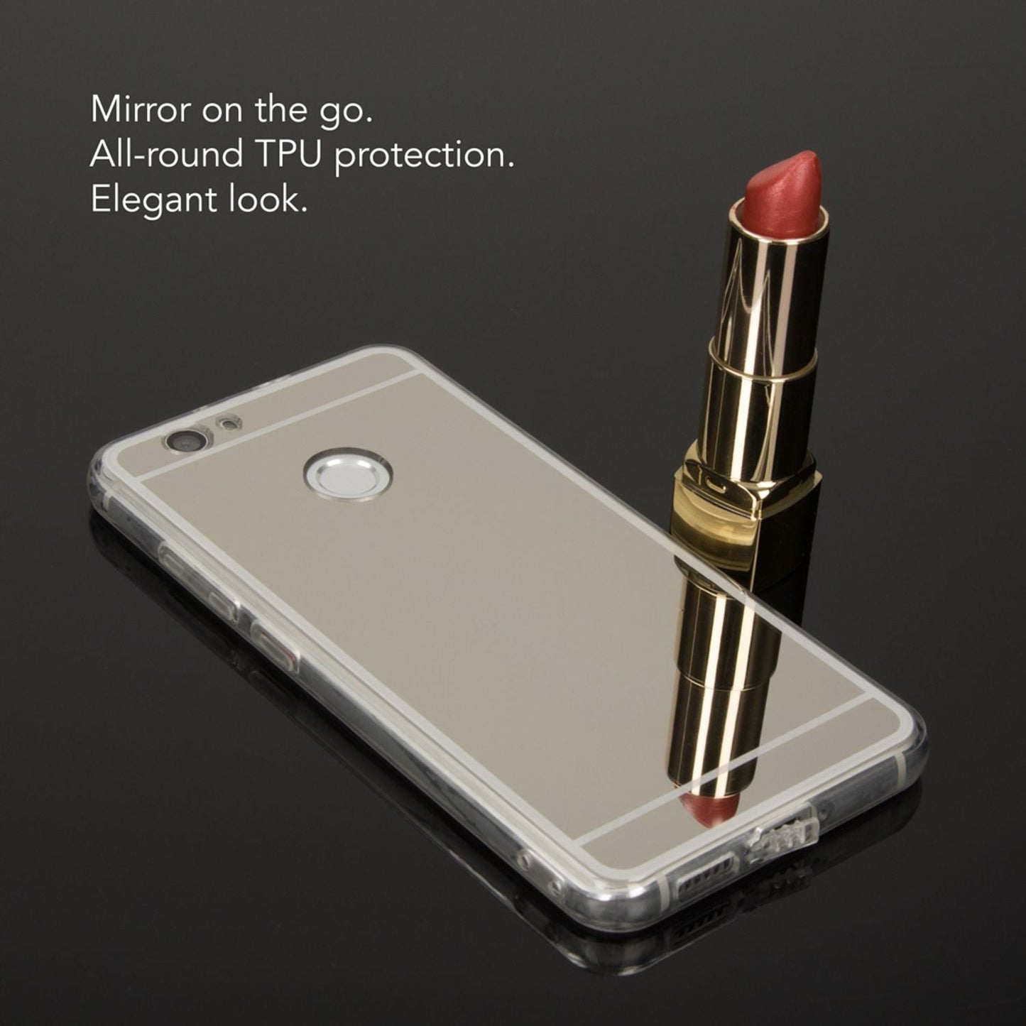 Huawei Nova spegilsímahulstur frá NALIA, þunnt sílikon spegilhulstur fyrir vernd