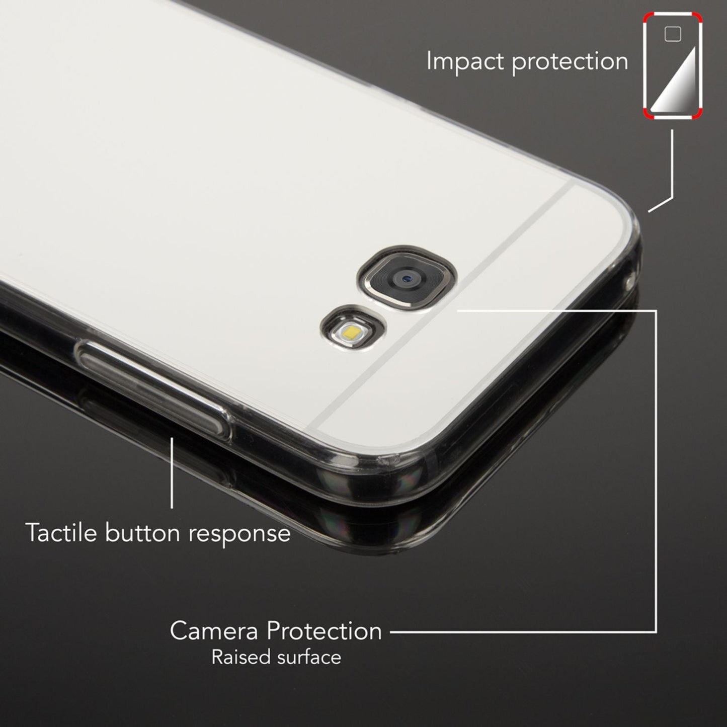 SAMSUNG GALAXY A5 2017 Spiegel Hülle von NALIA, Slim Mirror Case Handyhülle Cover