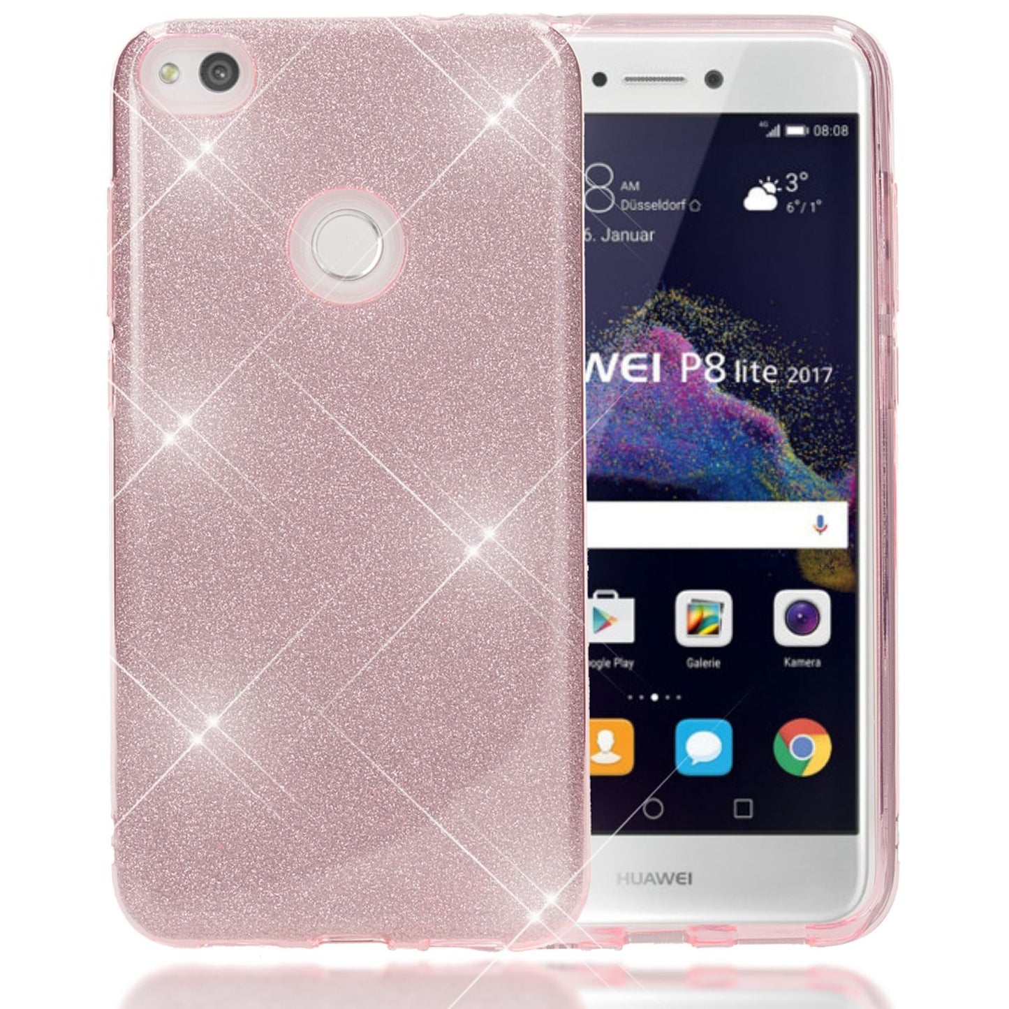 Huawei P8 Lite (2017) Glitter Phone Case by NALIA, Silicone Case Cover Protection