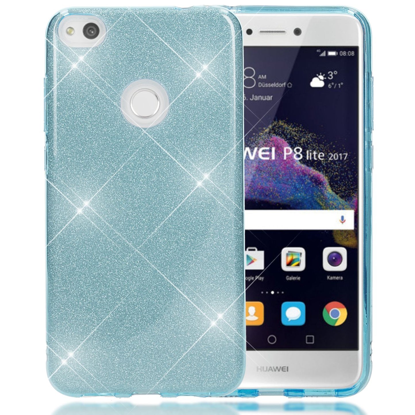 Huawei P8 Lite (2017) Glitter Phone Case by NALIA, Silicone Case Cover Protection
