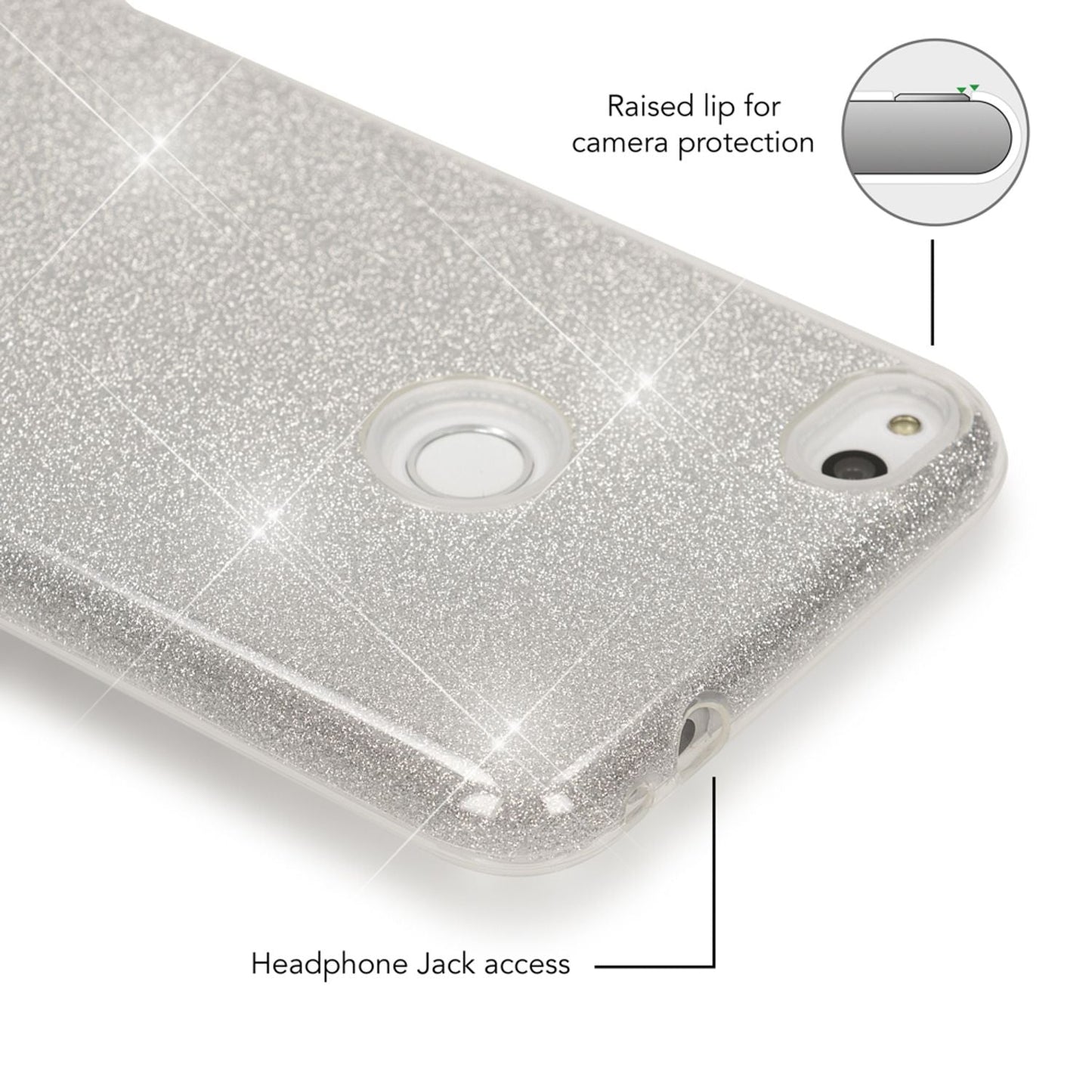 Huawei P8 Lite (2017) Glitter Phone Case by NALIA, Silicone Case Cover Protection