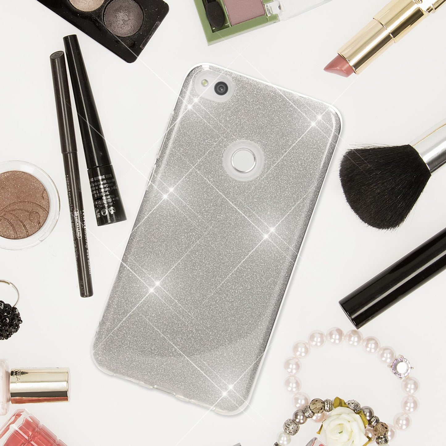 Huawei P8 Lite (2017) Glitter Phone Case by NALIA, Silicone Case Cover Protection