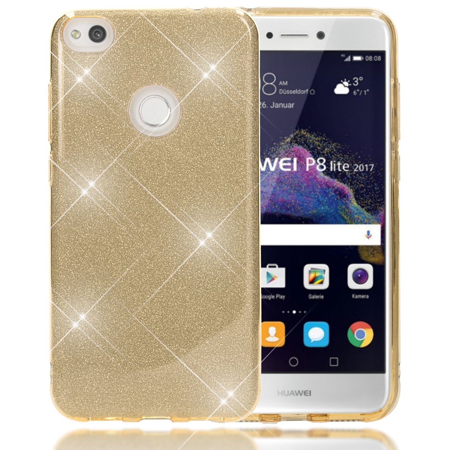 Huawei P8 Lite (2017) Glitter Phone Case by NALIA, Silicone Case Cover Protection