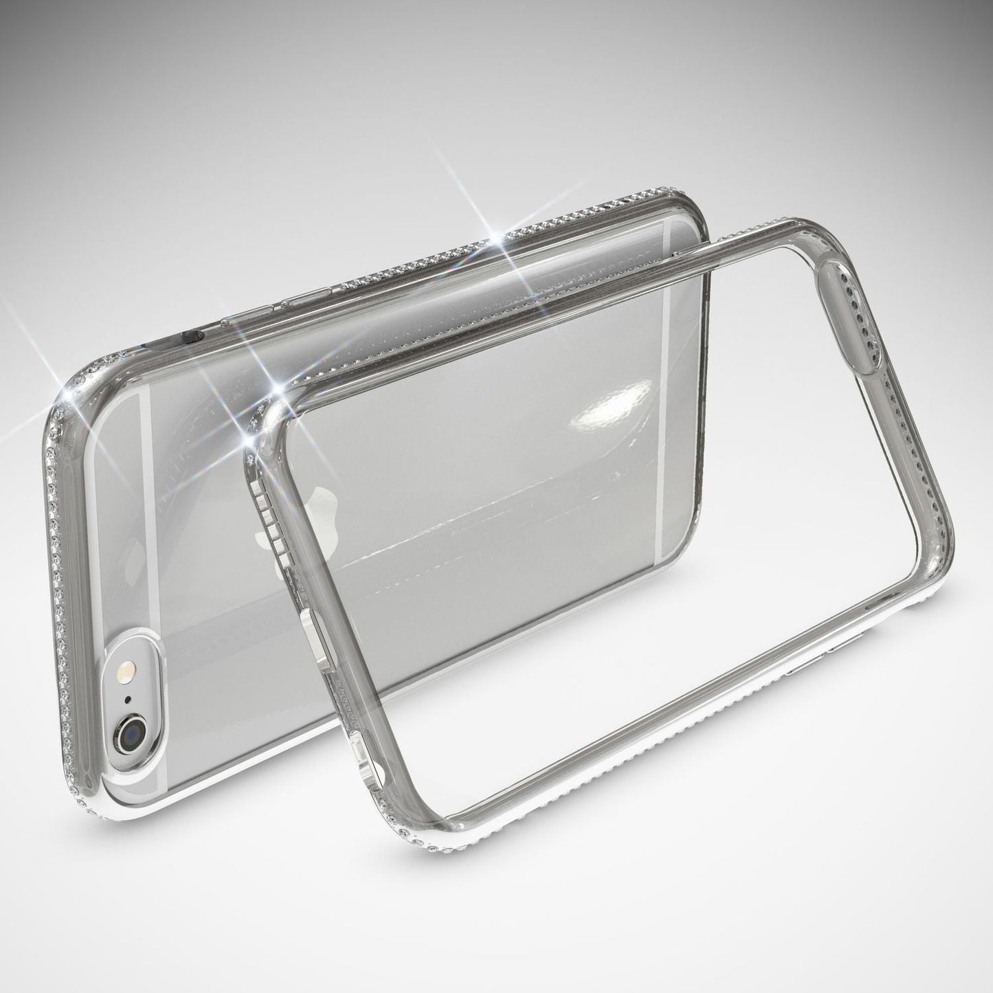 Símahulstur fyrir iPhone 6/6S frá NALIA, sílikonhlíf með steinum og glitrandi brún