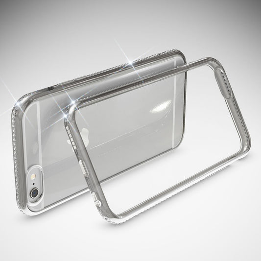 iPhone 6 6S Handy Hülle von NALIA, Silikon Strass Bumper Glitter Rand Case Cover