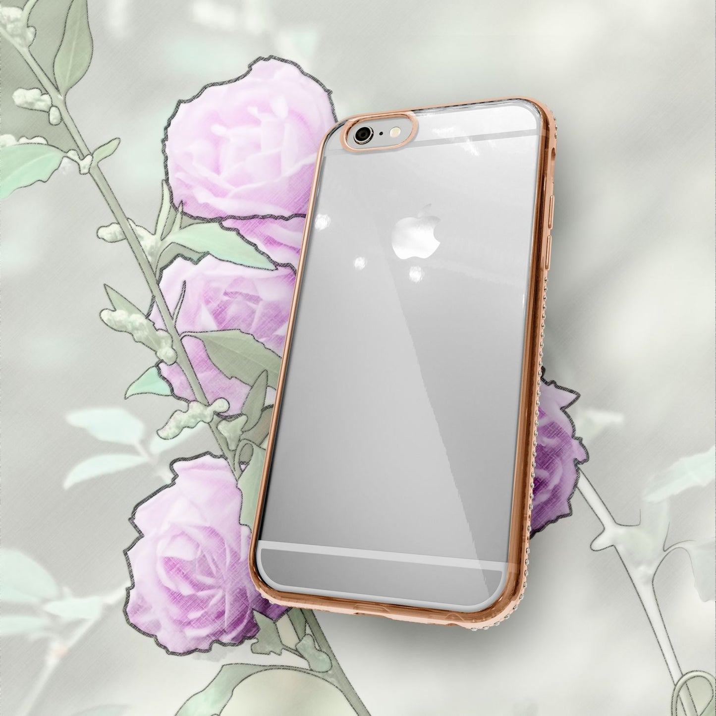 Símahulstur fyrir iPhone 6/6S frá NALIA, sílikonhlíf með steinum og glitrandi brún