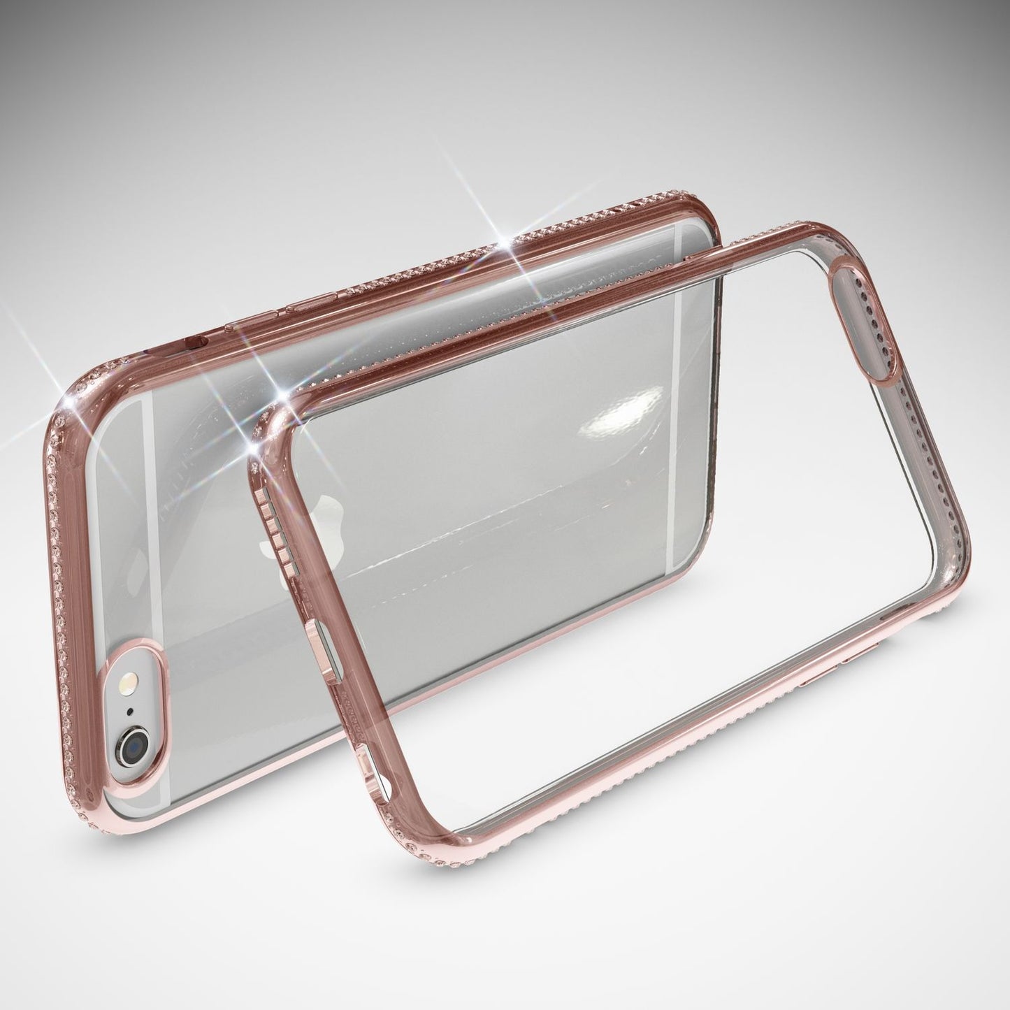 Símahulstur fyrir iPhone 6/6S frá NALIA, sílikonhlíf með steinum og glitrandi brún