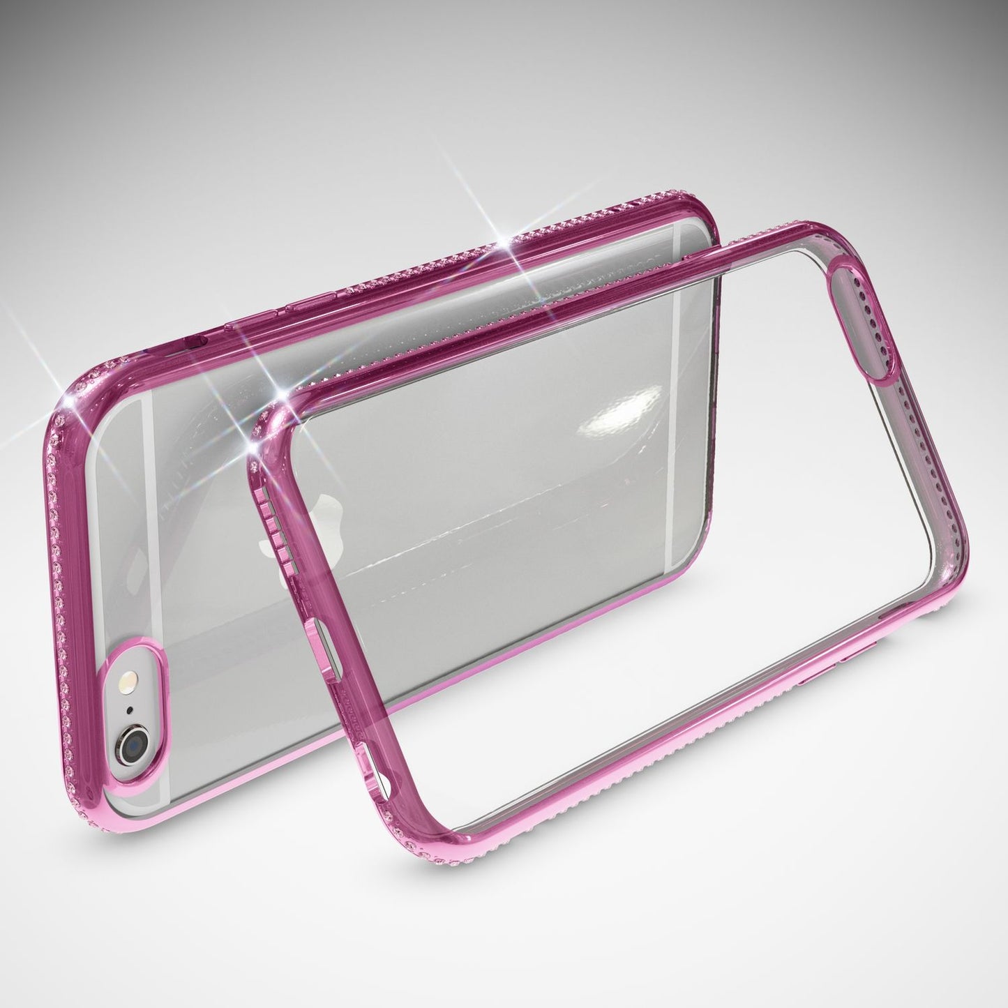 Símahulstur fyrir iPhone 6/6S frá NALIA, sílikonhlíf með steinum og glitrandi brún