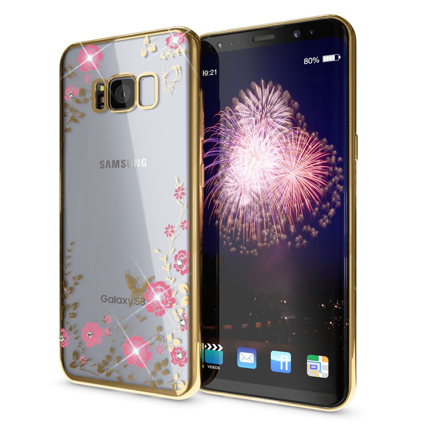 Galaxy S8 Plus Handy Hülle von NALIA, Durchsichtiges Silikon Case Blumen Cover
