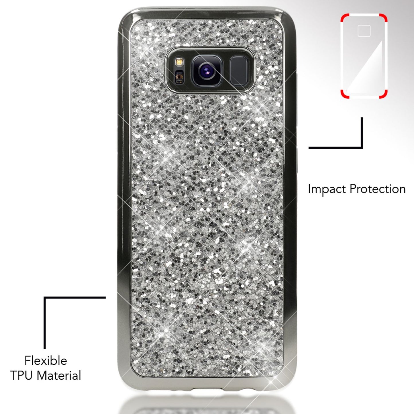 Samsung Galaxy S8 Plus Glitter Phone Case by NALIA, Glitter Cover Bling Case