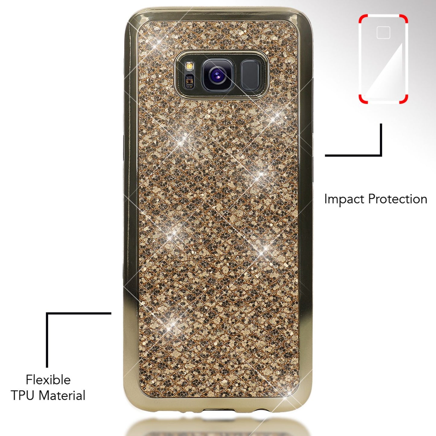 Samsung Galaxy S8 Plus Glitter Phone Case by NALIA, Glitter Cover Bling Case