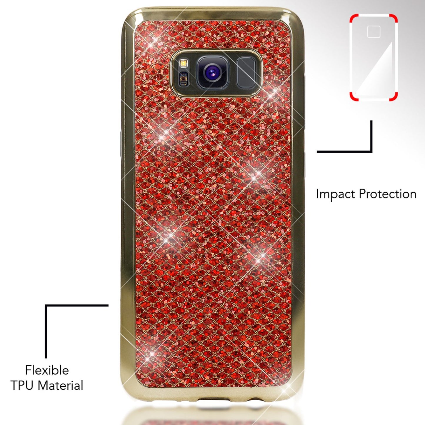 Samsung Galaxy S8 Plus Glitter Phone Case by NALIA, Glitter Cover Bling Case