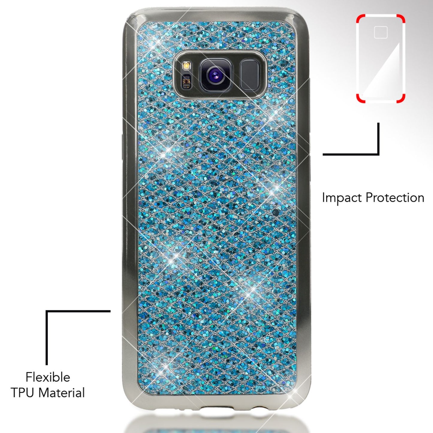 Samsung Galaxy S8 Plus Glitter Phone Case by NALIA, Glitter Cover Bling Case