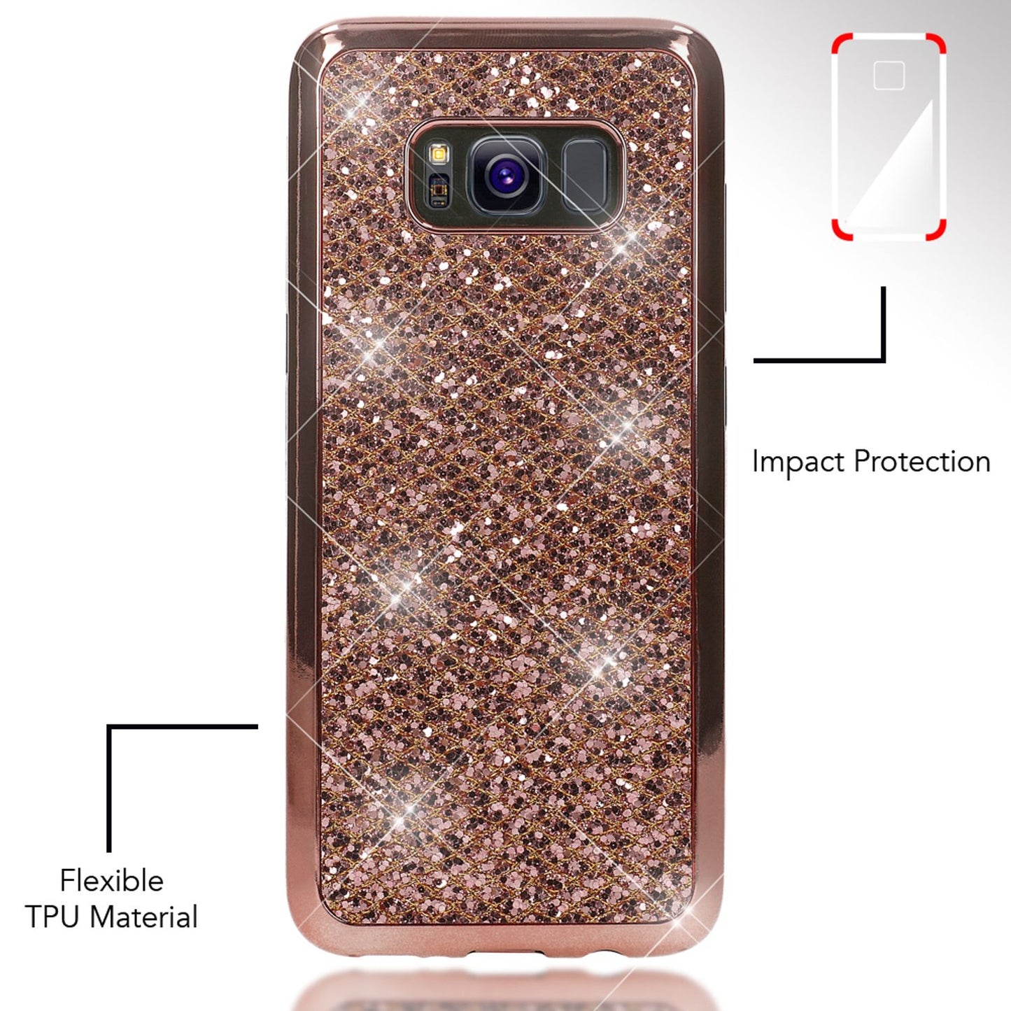 Samsung Galaxy S8 Plus Glitter Phone Case by NALIA, Glitter Cover Bling Case
