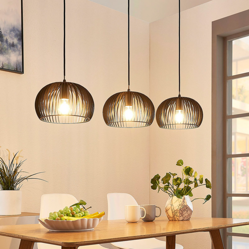 B-Ware Lindby Pendelleuchte Jusra Hängeleuchte Lampe Leuchte 3 Flg. E27 Metall Schw28