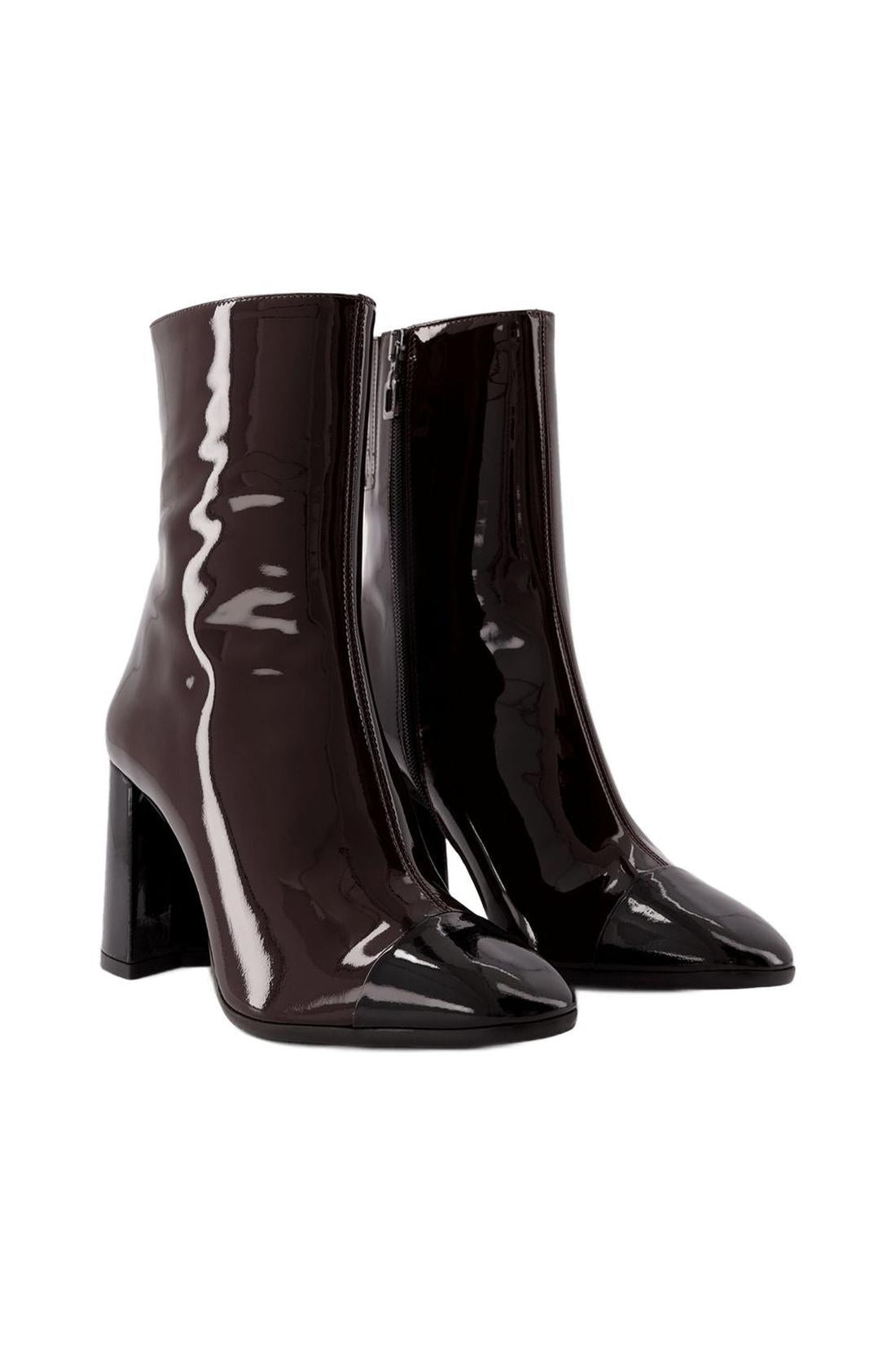 Stiefeletten Donna - Carel - Lackleder - Braun/Schwarz