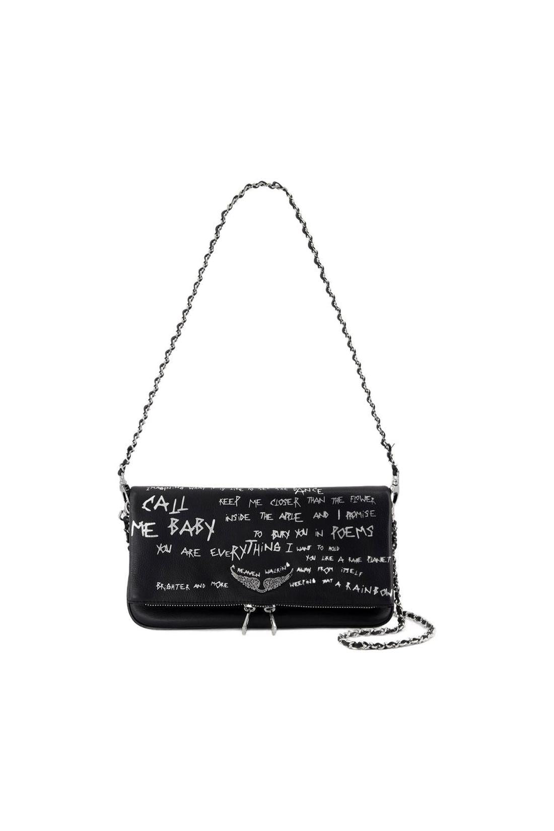 Rock Graffiti Schultertasche - Zadig & Voltaire - Leder - Schwarz