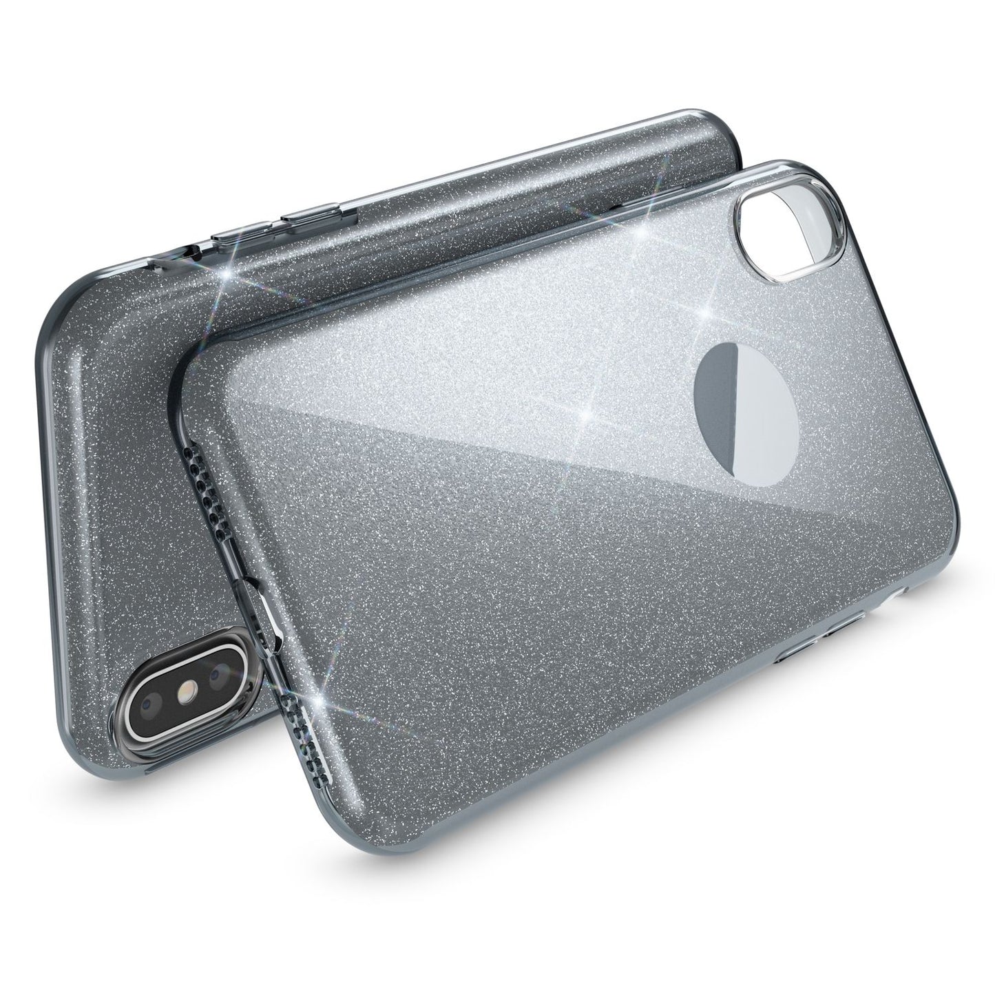 NALIA Glitter Case for iPhone X XS, Slim 3-in-1 Phone Protective Case Back Cover