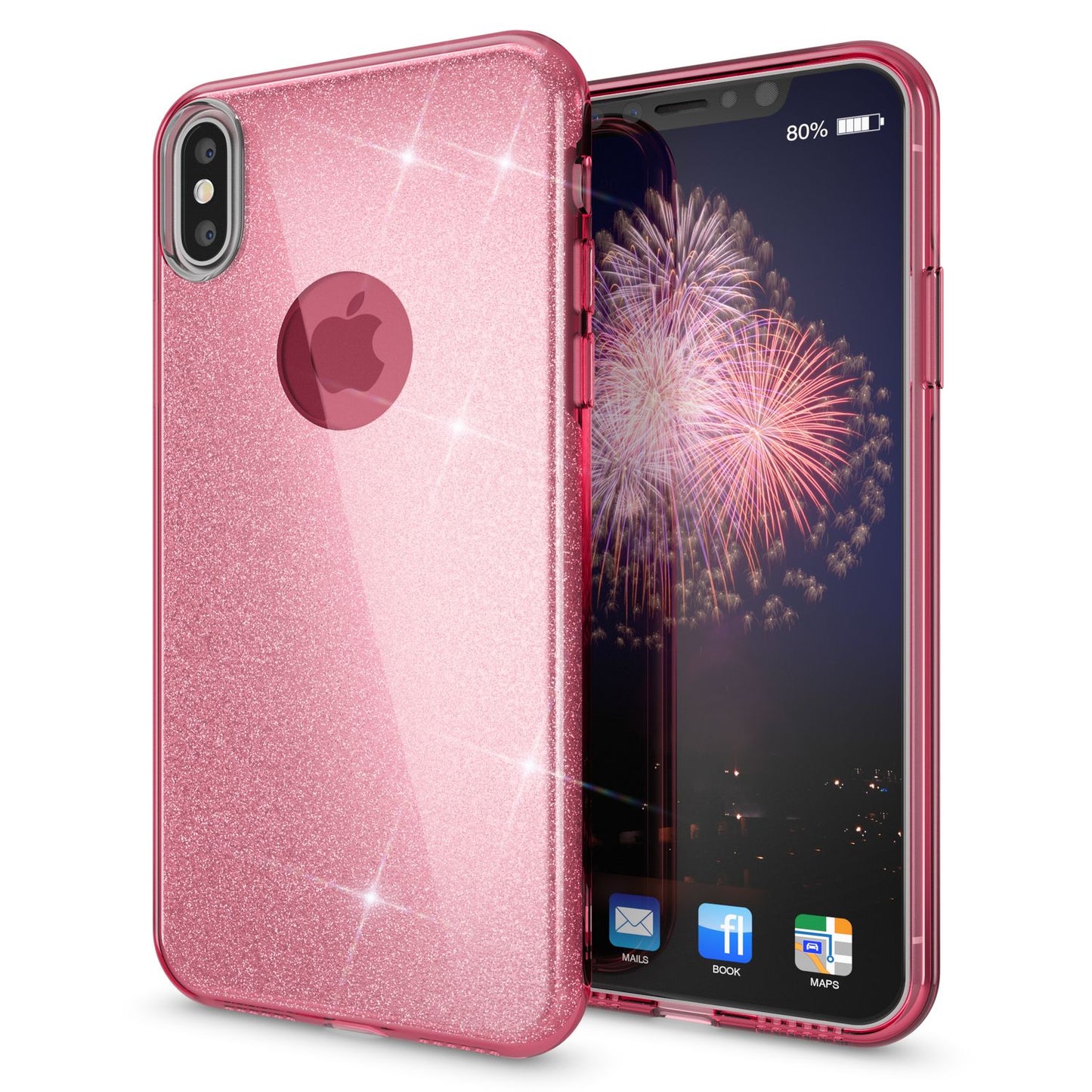 NALIA Glitter Case for iPhone X XS, Slim 3-in-1 Phone Protective Case Back Cover