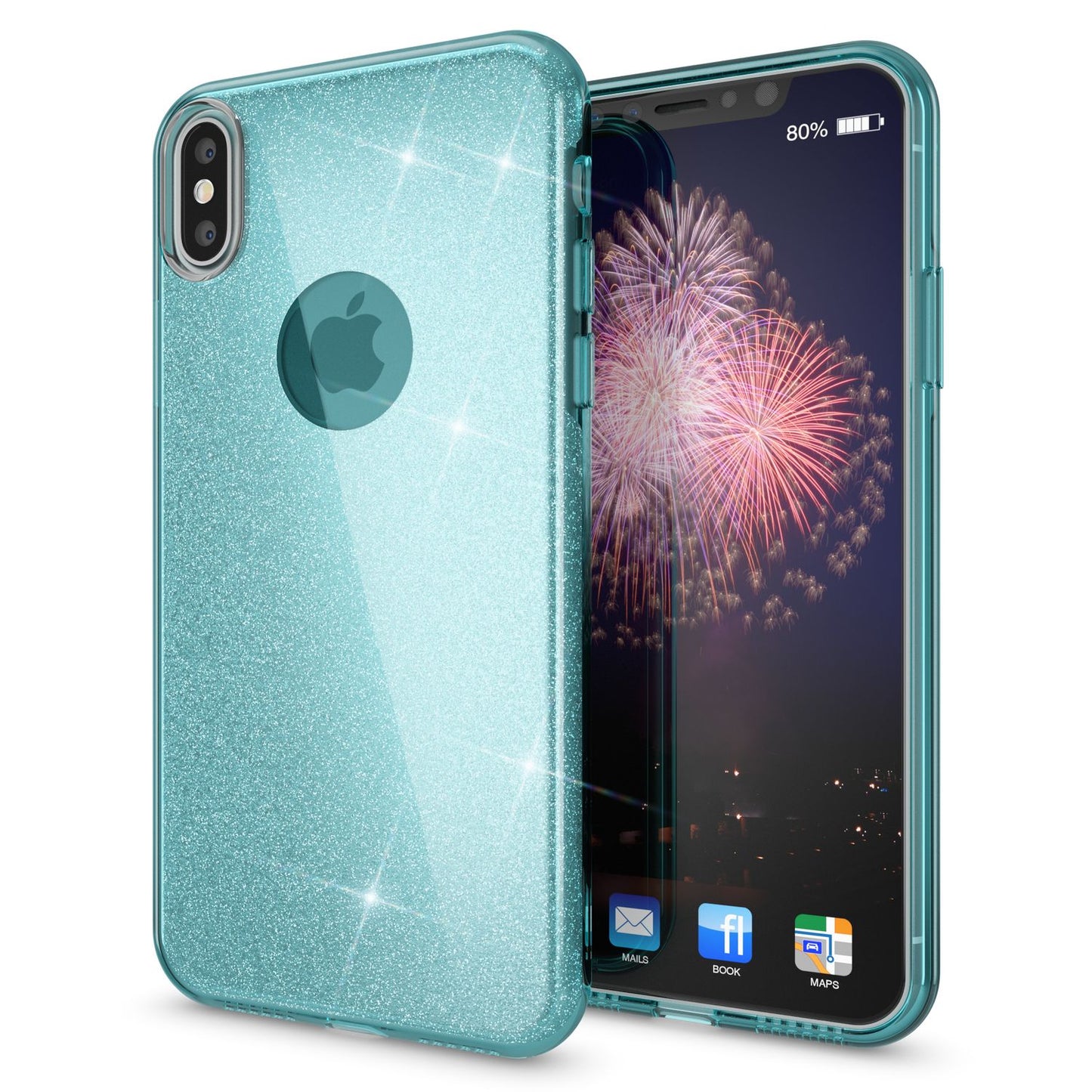 NALIA Glitter Case for iPhone X XS, Slim 3-in-1 Phone Protective Case Back Cover