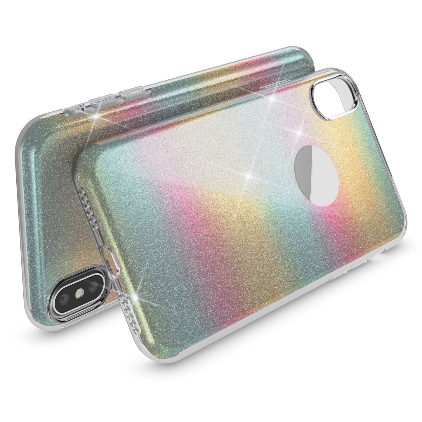NALIA Glitter Case for iPhone X XS, Slim 3-in-1 Phone Protective Case Back Cover