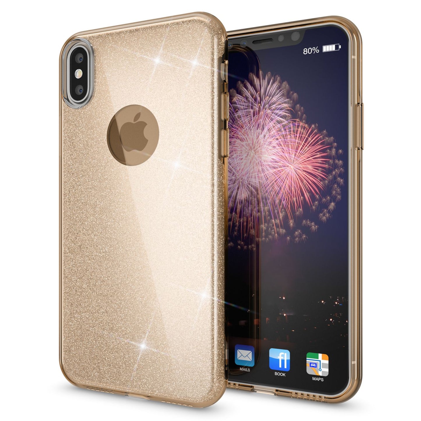NALIA hulstur fyrir iPhone XS Max, glitrandi ultraþunnt sílikon símahulstur
