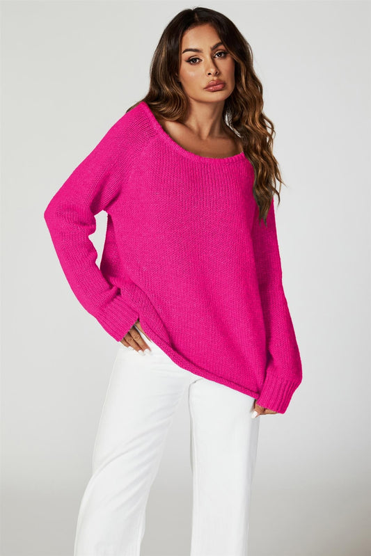 Comfy Jumper Top In Magenta