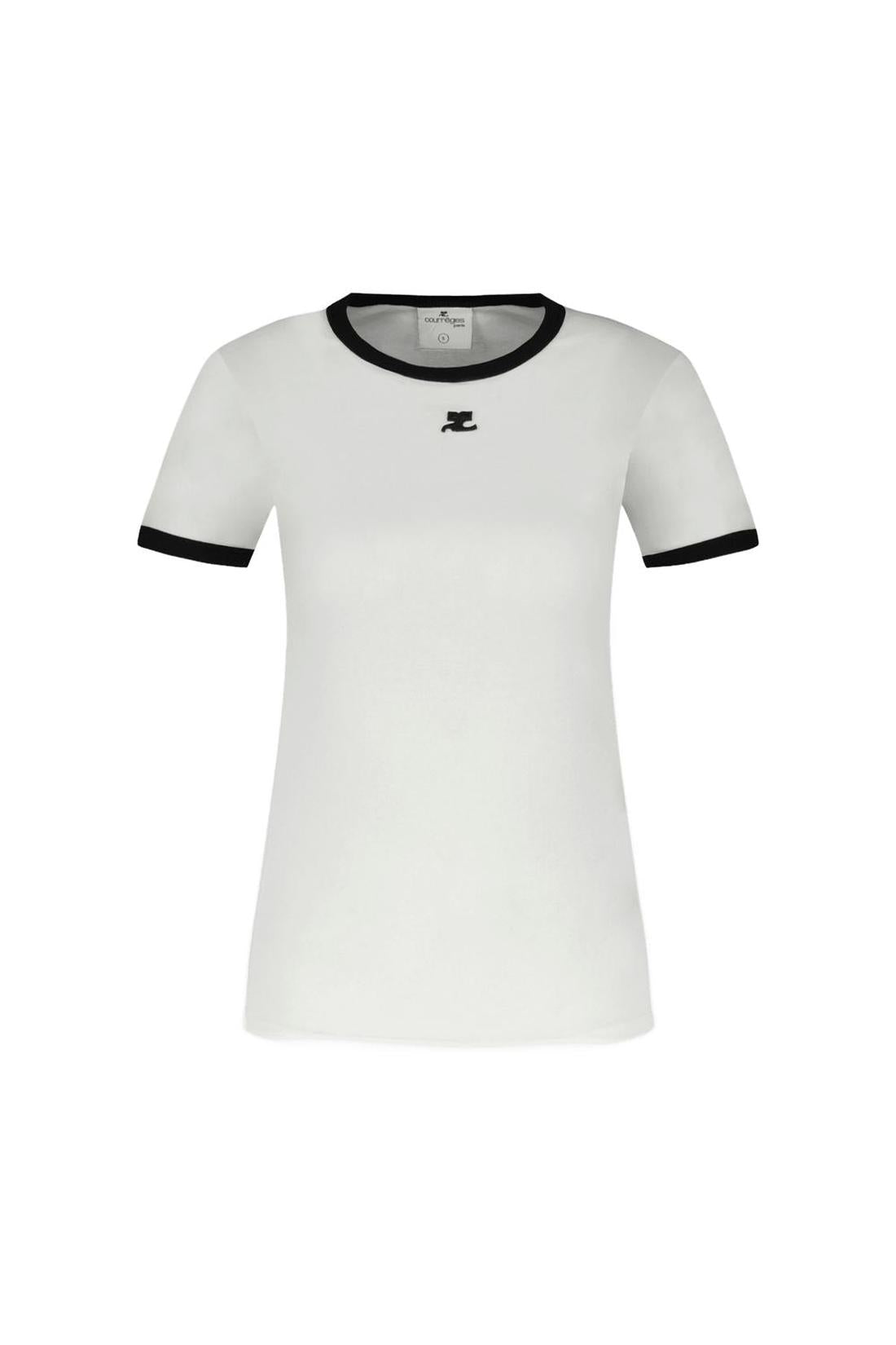 Signature Contrast T-Shirt - Courreges - Baumwolle - Weiß