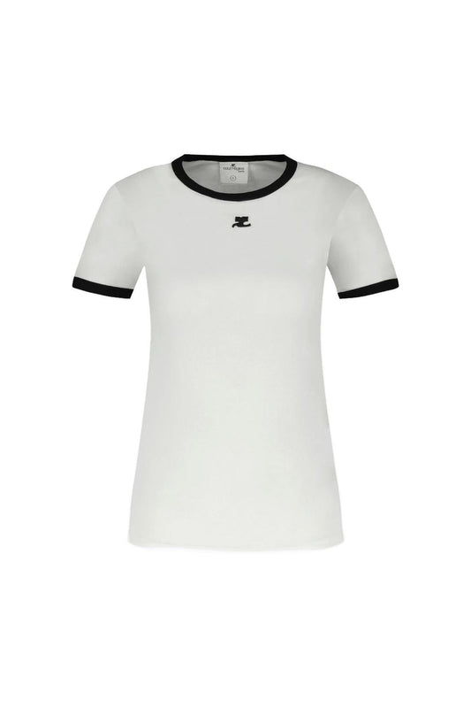 Signature Contrast T-Shirt - Courreges - Baumwolle - Weiß