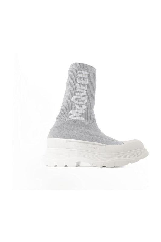 Tread Slick Sneakers aus silbernem &amp; weißem Canvas