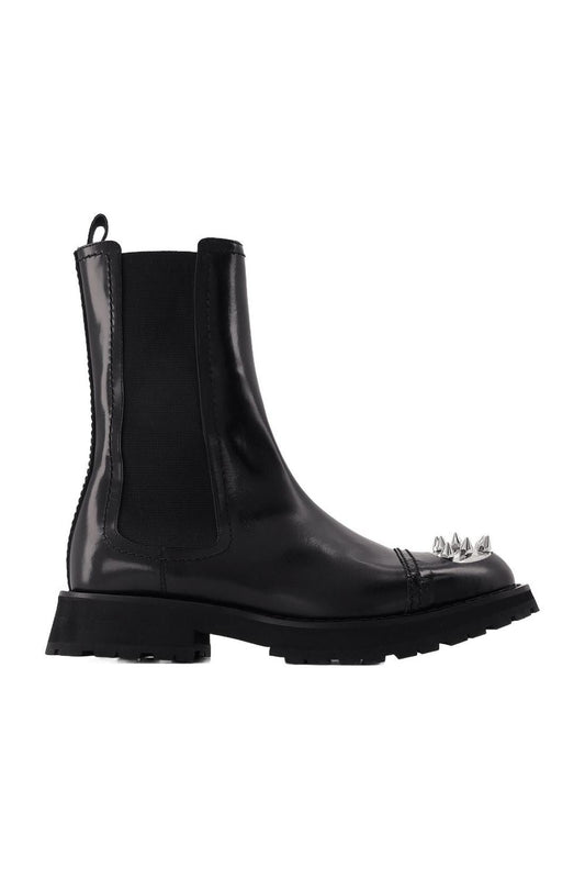 Stiefeletten Studs aus schwarzem Leder