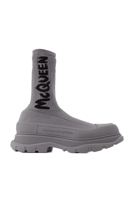 Sock-Stiefel in Grau