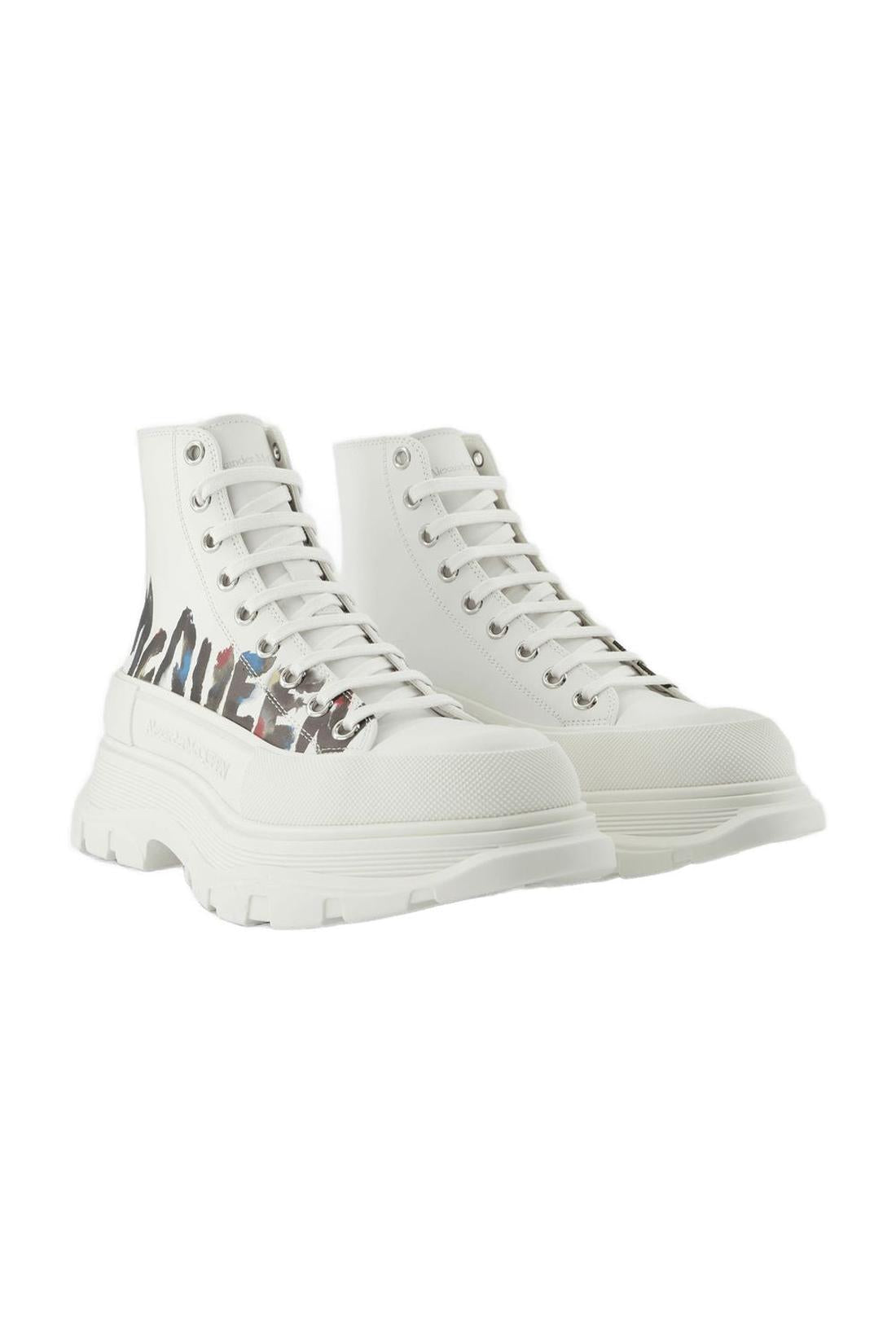 Tread Slick Sneakers - Alexander Mcqueen - White/Logo Multi - Canva