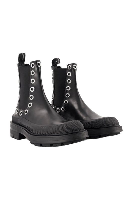 Tread Slick Ankle Boots - Alexander Mcqueen - Black/White - Leather