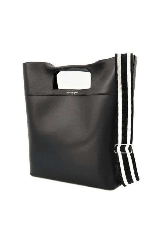 The Square Bow Ns Handbag - Alexander Mcqueen -  Black - Leather