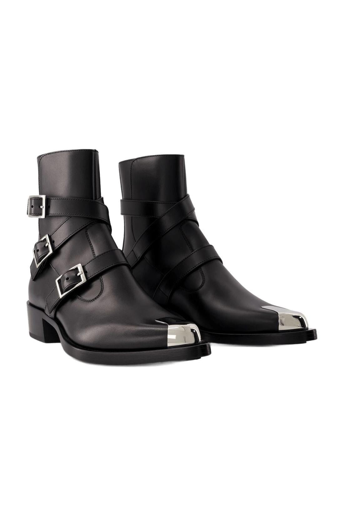 Punk Stiefeletten - Alexander Mcqueen - Leder - Schwarz/Silber