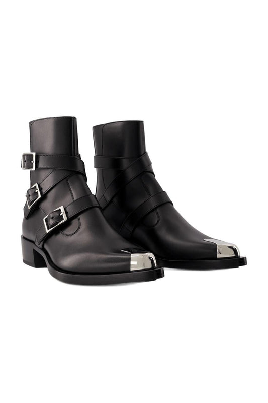 Punk Stiefeletten - Alexander Mcqueen - Leder - Schwarz/Silber