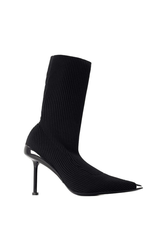 Stiefeletten mit spitzer Kappe - Alexander Mcqueen - Leder - Schwarz